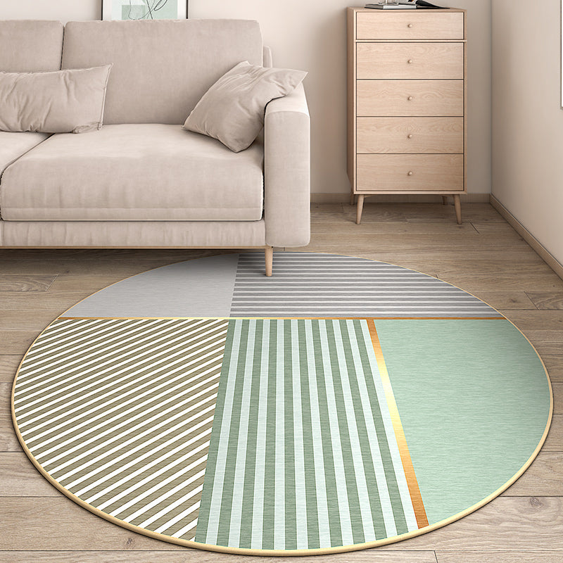 White Stripe Carpet Polyester Modern Carpet Washable Carpet for Living Room