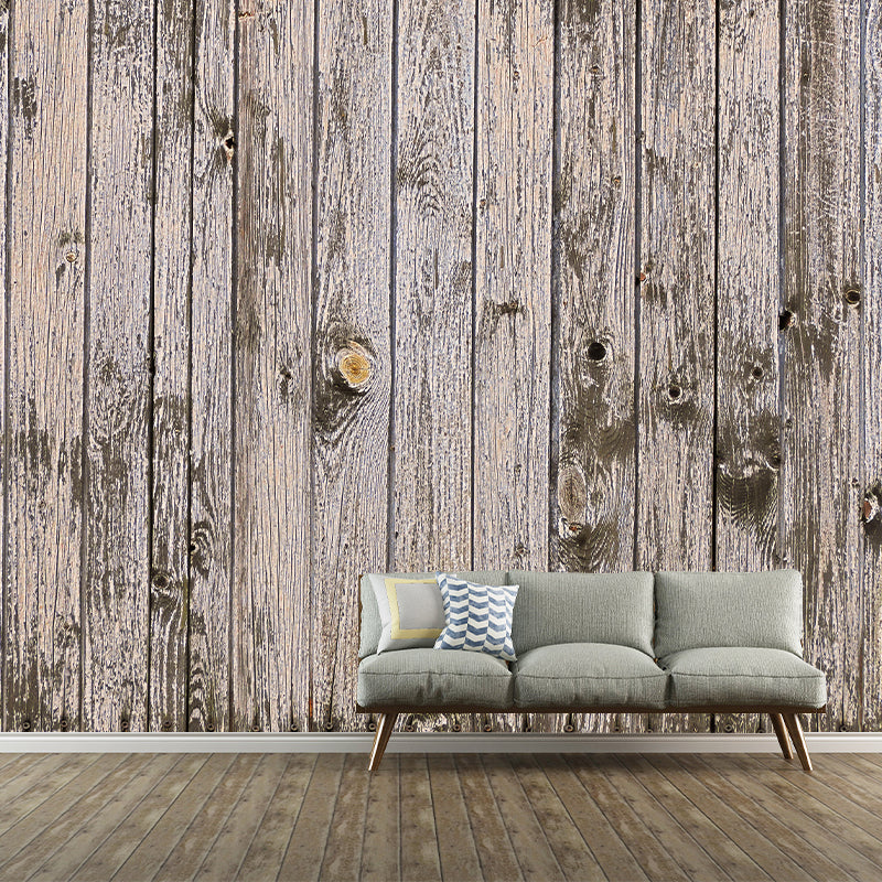 Customized Wood Texture Mural Photography Style Mildew Resistant Home Decor