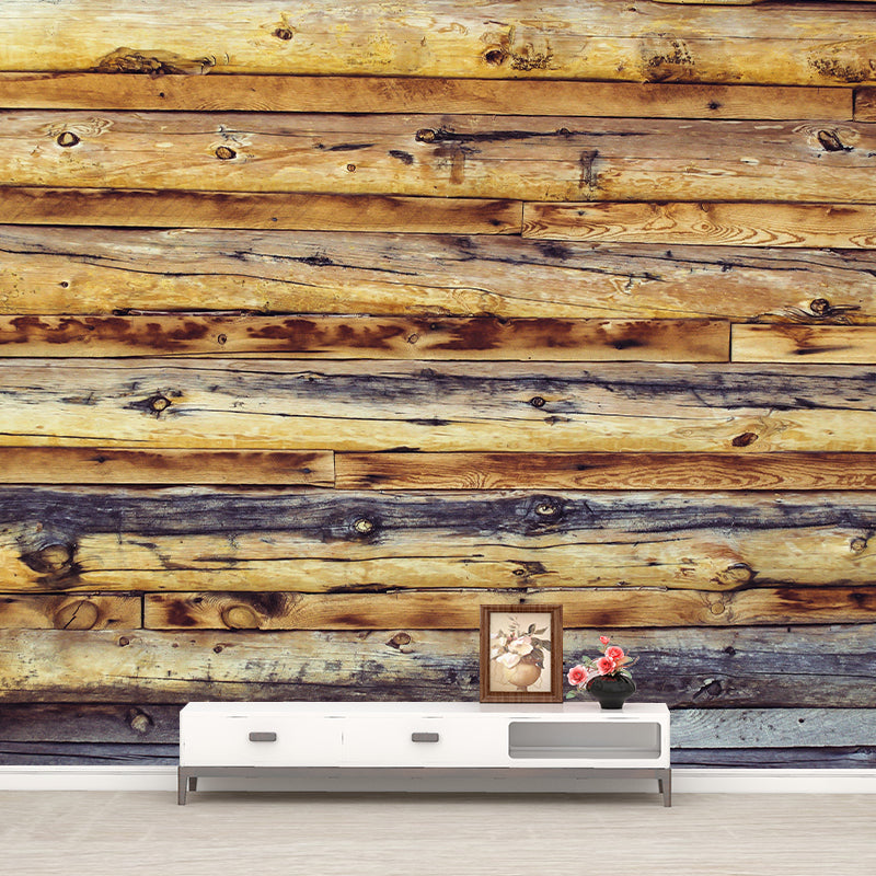 Wood Texture Wall Mural Industrial Style Wall Covering for Sitting Room Decor