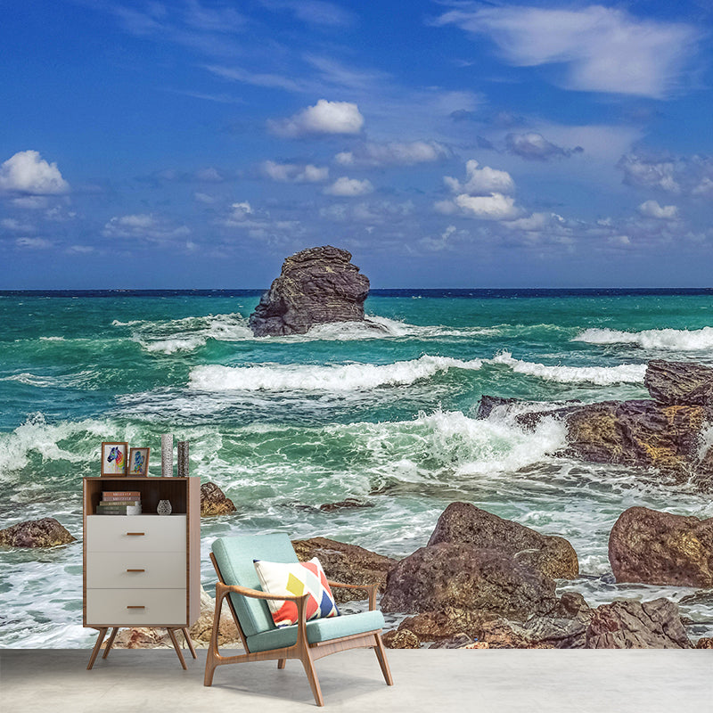 Boundless Sea Wall Mural Modern Style Wall Covering for Bathroom Decor