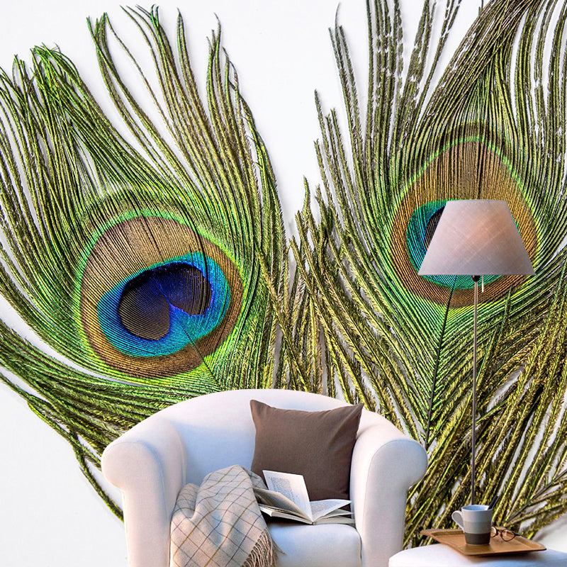 Peacock Feather Wall Mural Home Decor Mildew Resistant for Sitting Room