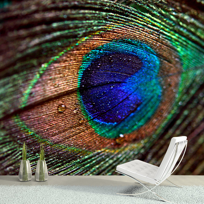 Peacock Feather Wall Mural Wallpaper Stain Resistant Wall Decor for Room