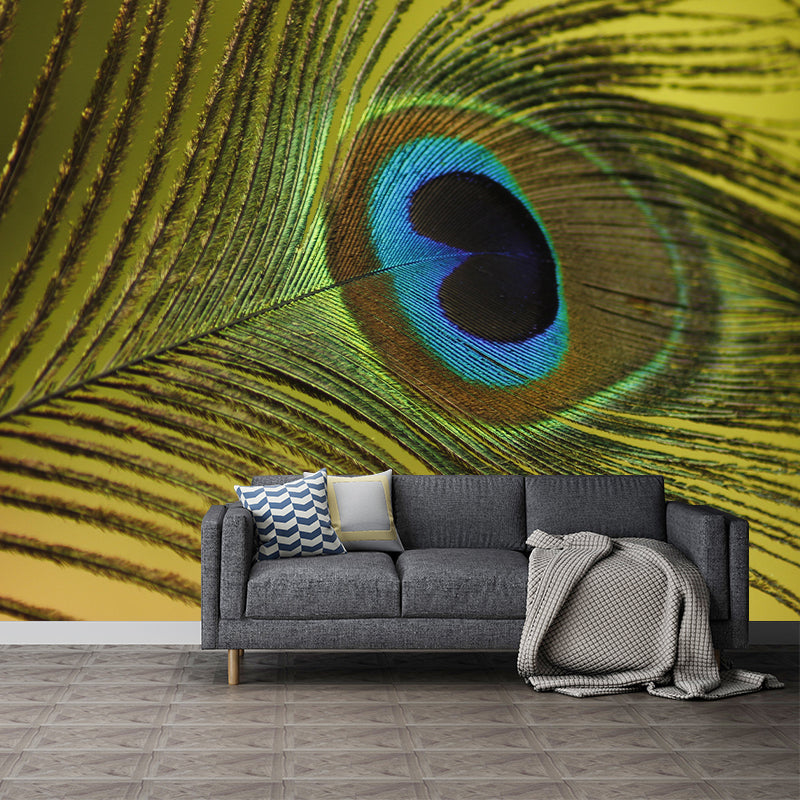 Peacock Feather Wall Mural Wallpaper Stain Resistant Wall Decor for Sleeping Room