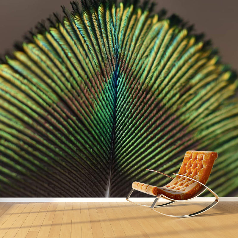 Peacock Feather Wall Mural Wallpaper Stain Resistant Wall Decor for Sleeping Room