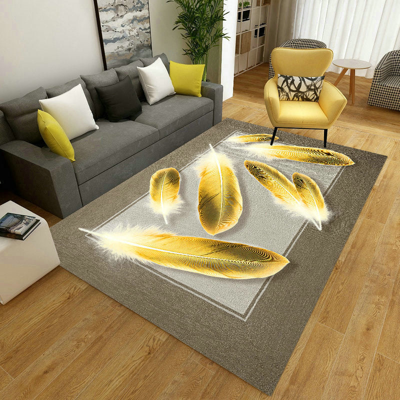 Gold Strip Carpet Polyester Modern Carpet Stain Resistant Carpet for Home Decoration