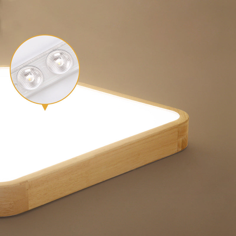 Geometric LED Ceiling Lamp Modern Wood 1 Light Flush Mount for Bedroom Study