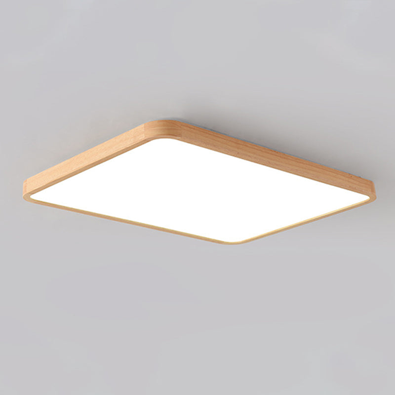 Geometric LED Ceiling Lamp Modern Wood 1 Light Flush Mount for Bedroom Study