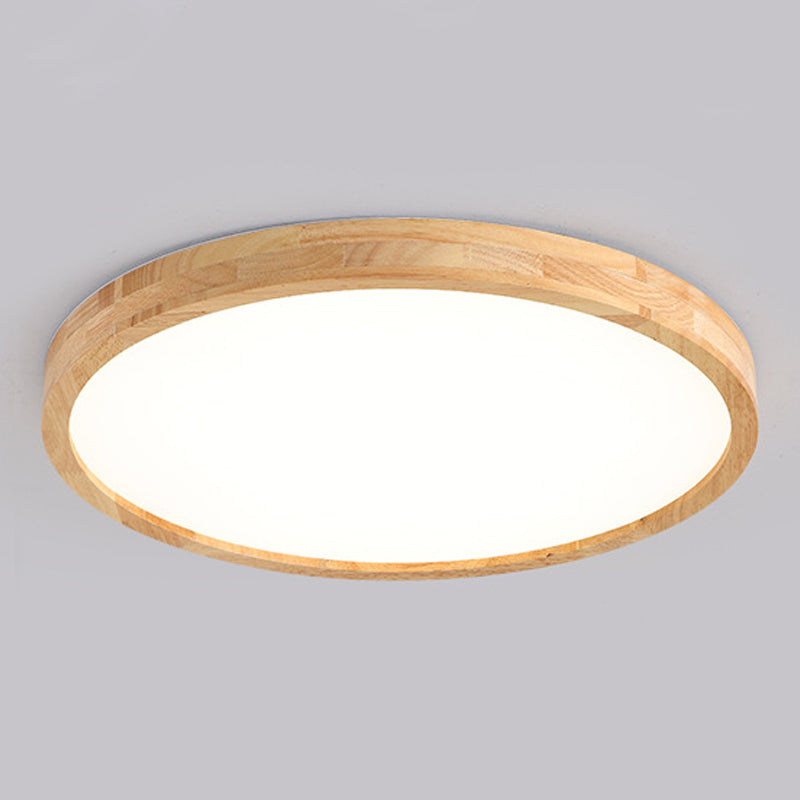Geometric LED Ceiling Lamp Modern Wood 1 Light Flush Mount for Bedroom Study