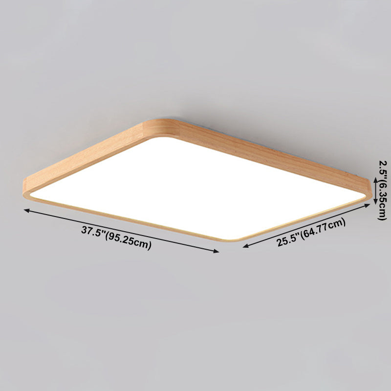 Geometric LED Ceiling Lamp Modern Wood 1 Light Flush Mount for Bedroom Study