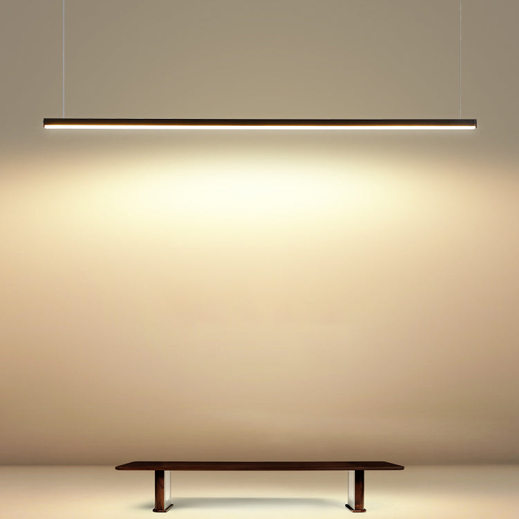 Estilo moderno de forma lineal isla luz de metal 1 idea de iluminación de la isla ligera en negro