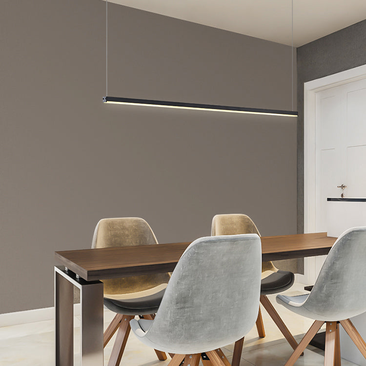 Estilo moderno de forma lineal isla luz de metal 1 idea de iluminación de la isla ligera en negro