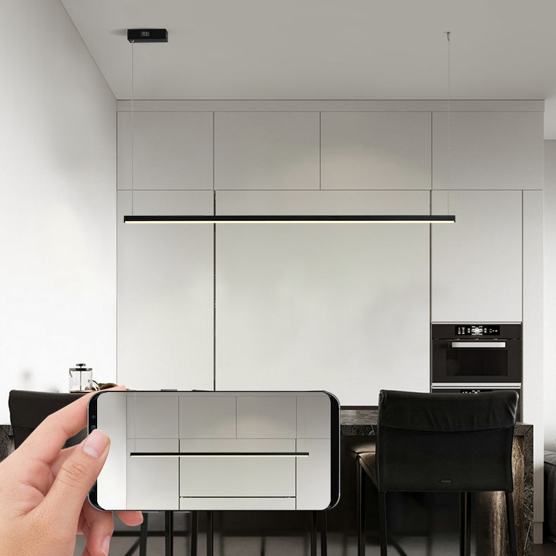 Estilo moderno de forma lineal isla luz de metal 1 idea de iluminación de la isla ligera en negro