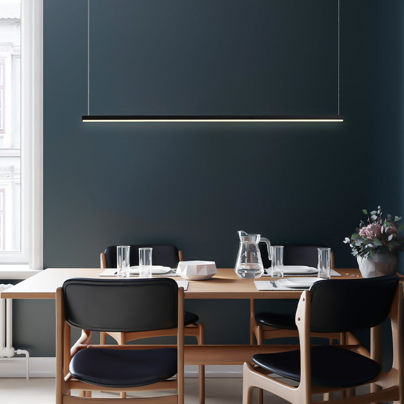 Estilo moderno de forma lineal isla luz de metal 1 idea de iluminación de la isla ligera en negro