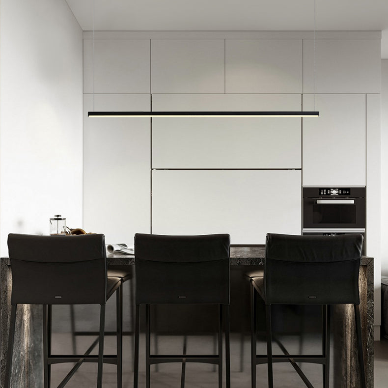 Estilo moderno de forma lineal isla luz de metal 1 idea de iluminación de la isla ligera en negro