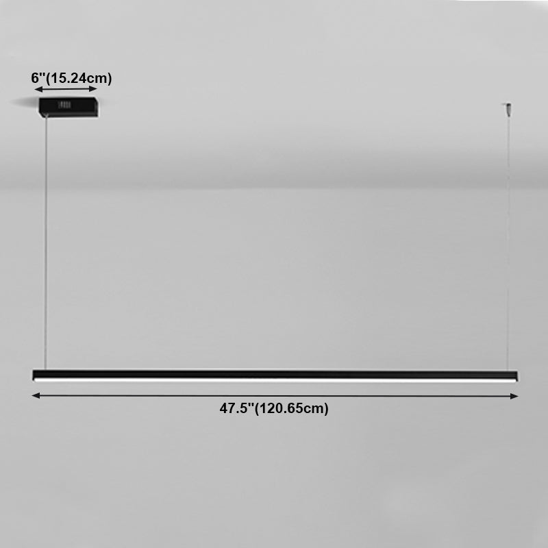 Estilo moderno de forma lineal isla luz de metal 1 idea de iluminación de la isla ligera en negro