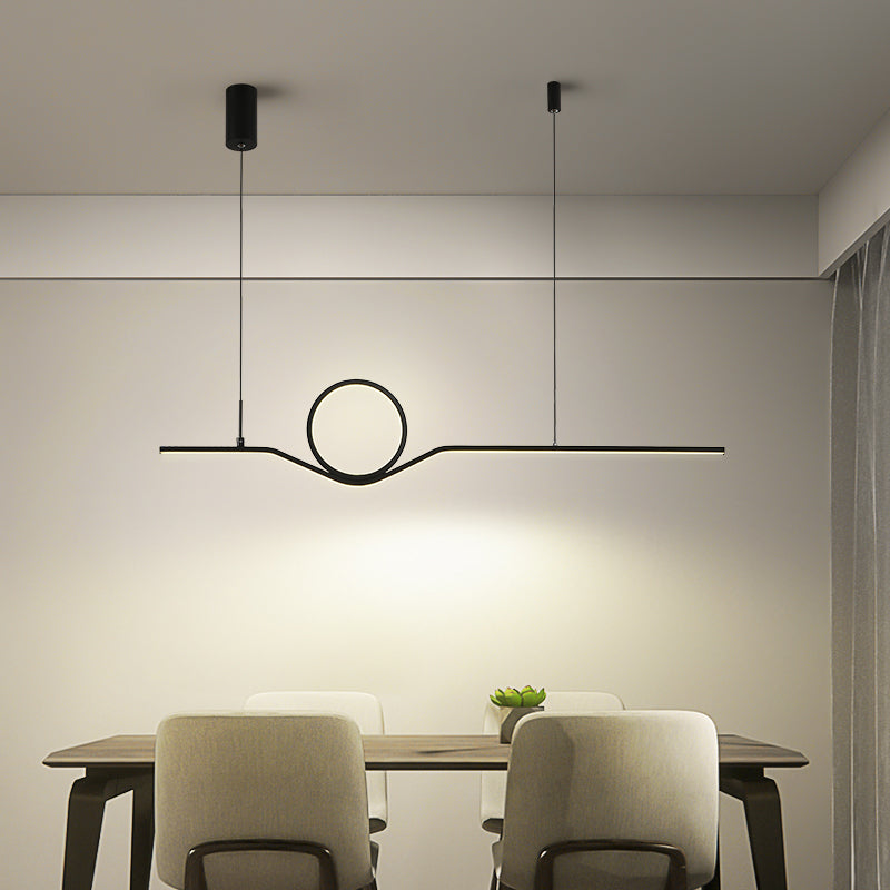 Modern Style Linear Shape Island Lights Metal 2 Light Island Lighting in Black