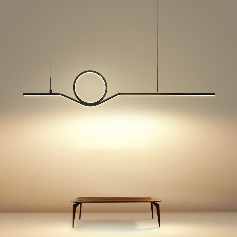 Estilo moderno Luces de isla de forma lineal Metal 2 Iluminación de la isla de la luz en negro