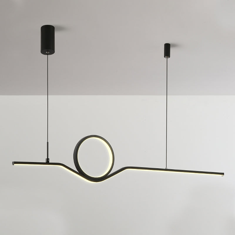 Modern Style Linear Shape Island Lights Metal 2 Light Island Lighting in Black
