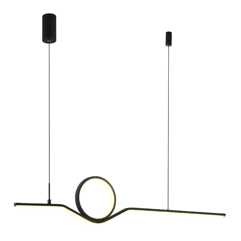 Estilo moderno Luces de isla de forma lineal Metal 2 Iluminación de la isla de la luz en negro