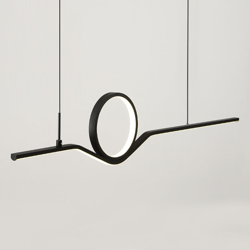 Estilo moderno Luces de isla de forma lineal Metal 2 Iluminación de la isla de la luz en negro