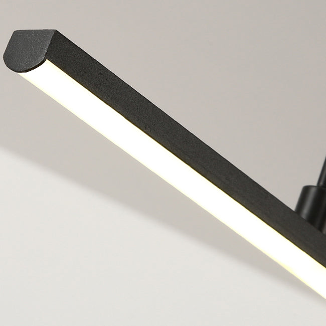 Estilo moderno Luces de isla de forma lineal Metal 2 Iluminación de la isla de la luz en negro
