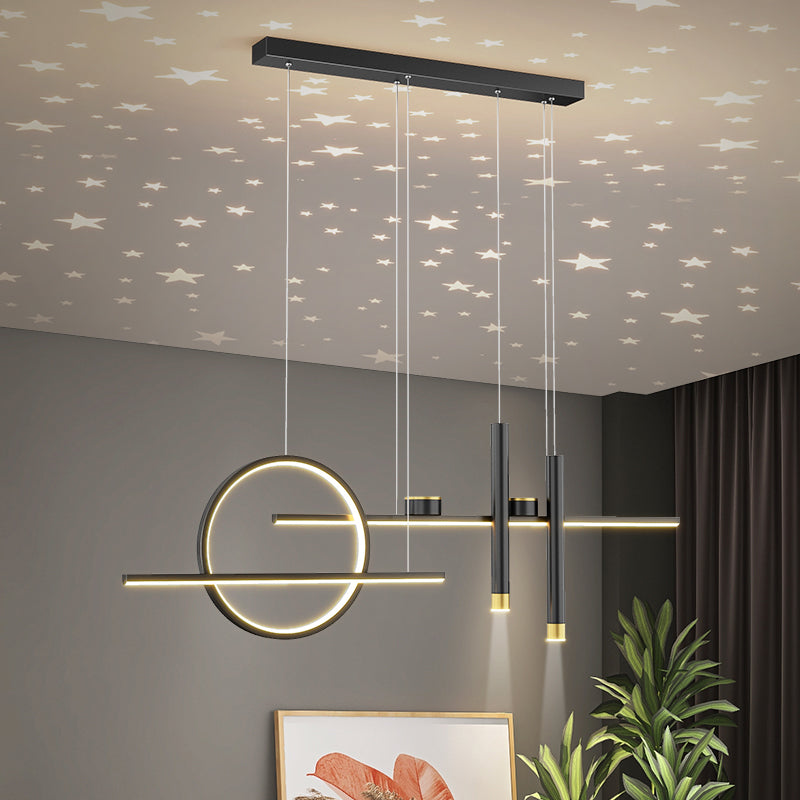 Contemporary Geometric Pendant Lights Metal 7 Light Island Light Fixtures