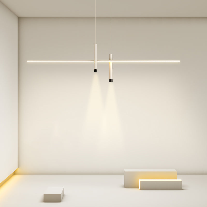 Luci a ciondolo dell'isola lineare contemporanea Metal 3 Lights Freepurs
