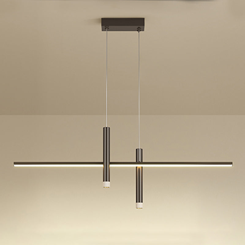 Luci a ciondolo dell'isola lineare contemporanea Metal 3 Lights Freepurs