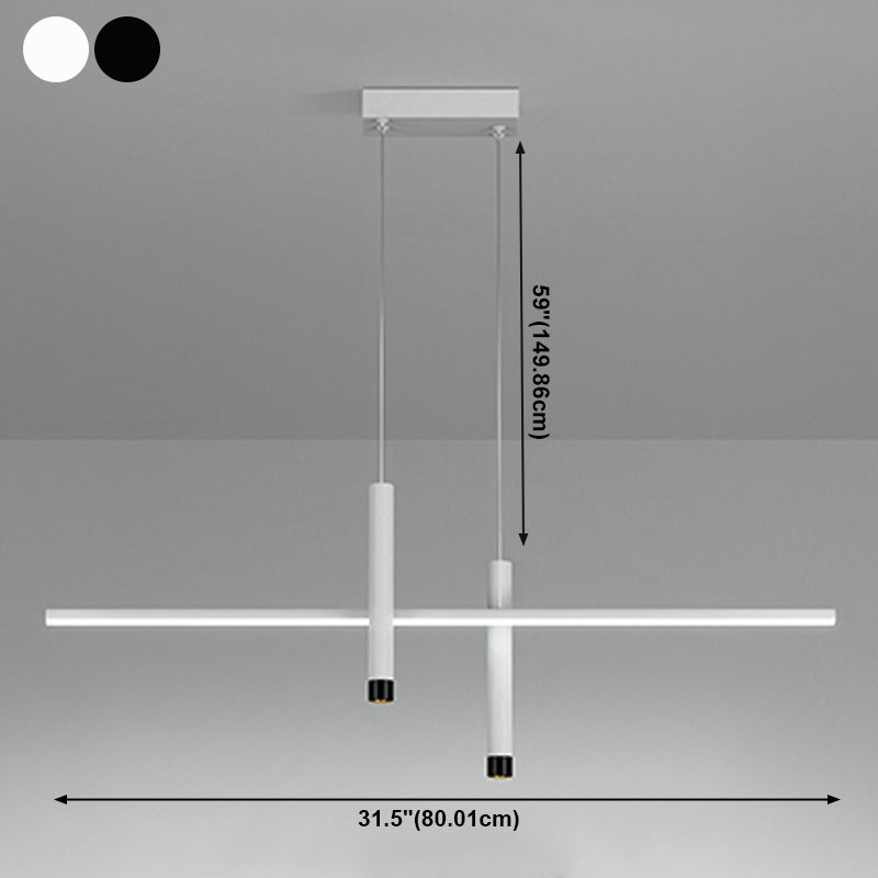 Luci a ciondolo dell'isola lineare contemporanea Metal 3 Lights Freepurs