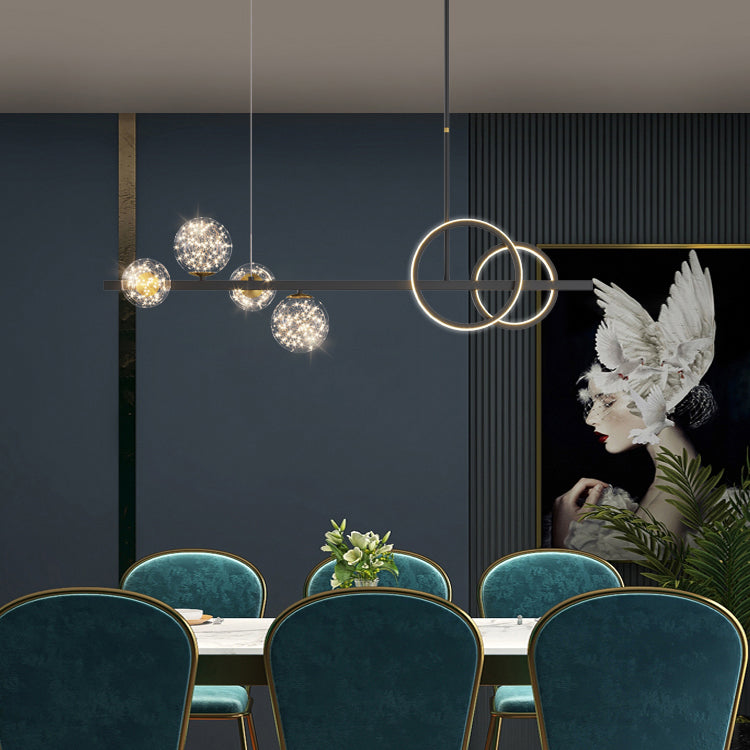 Contemporary Sphere Island Pendant Lights Glass 6 Light Island Light Fixtures