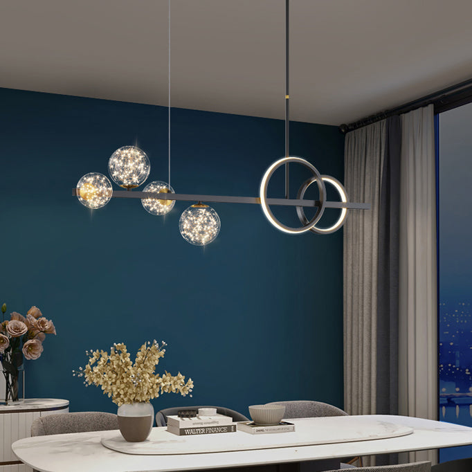 Contemporary Sphere Island Pendant Lights Glass 6 Light Island Light Fixtures