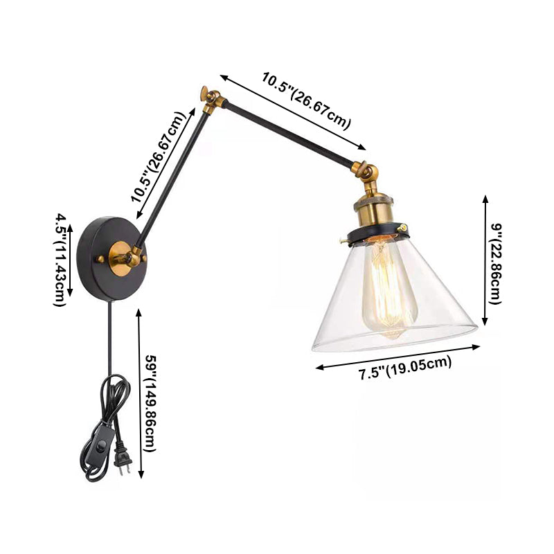 Illuminazione da parete geometrica in vetro in stile industriale a parete a parete a parete in nero