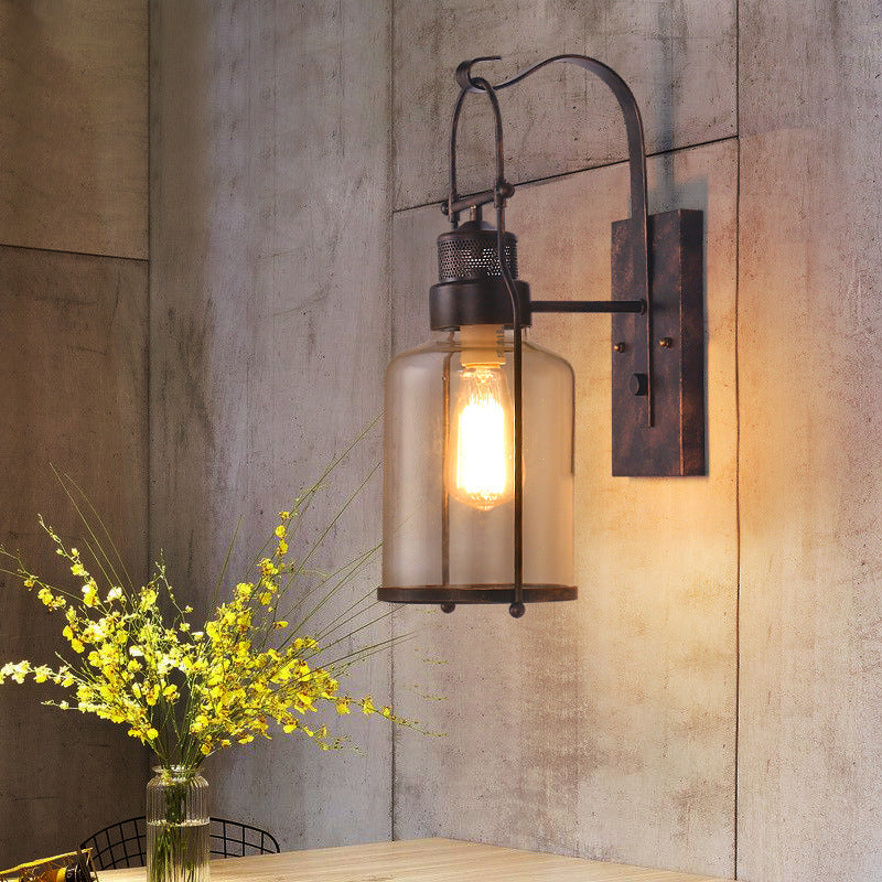 Lampada industriale in vetro a metà cilindro a metà cilindri 1 lampada da parete leggera