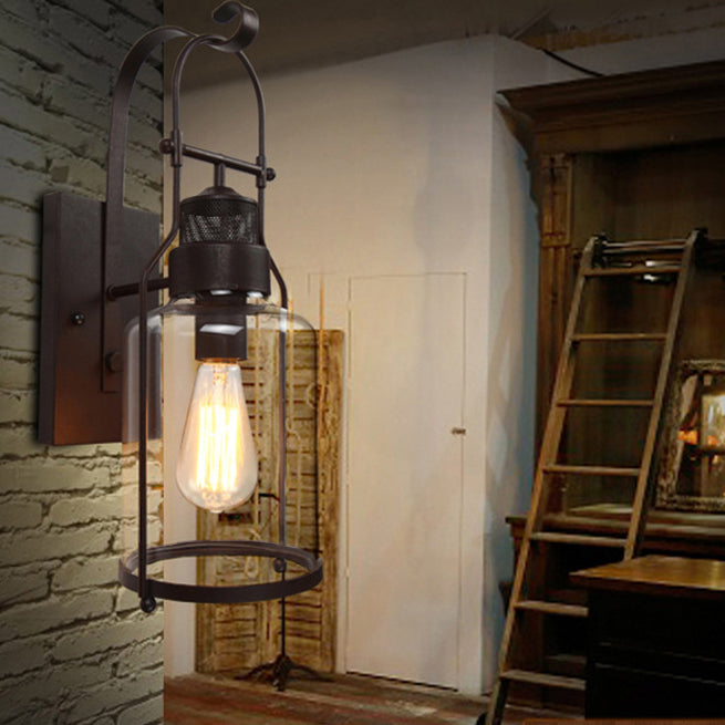 Lampada industriale in vetro a metà cilindro a metà cilindri 1 lampada da parete leggera