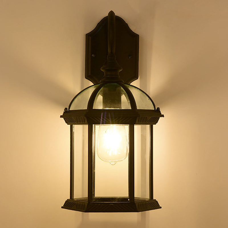 Iluminación de pared de sombra geométrica de vidrio estilo industrial de lámpara de pared de luz simple en negro