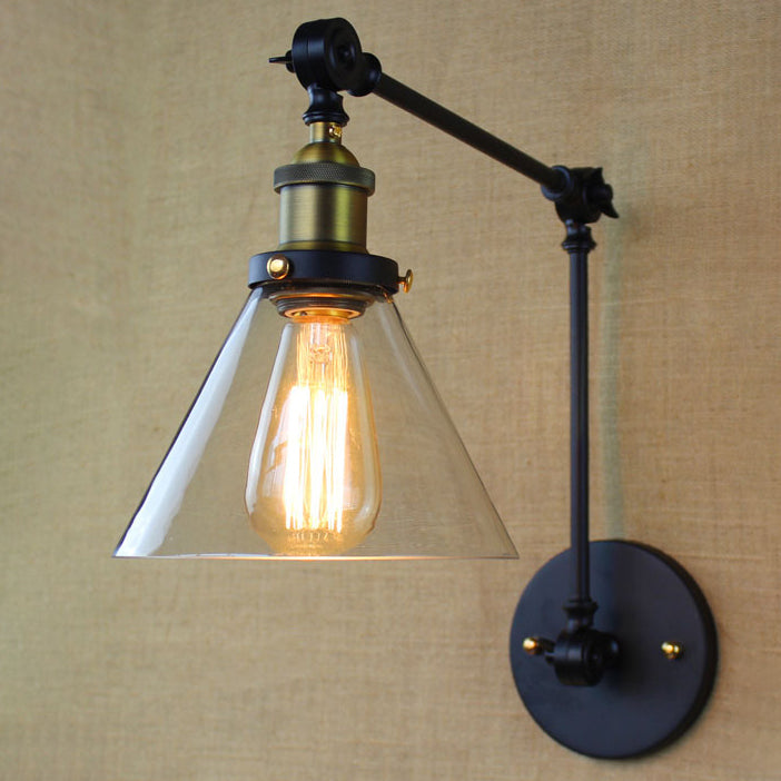 Glass Geometric Shade Wall Lighting Industrial Style Single Light Wall Mounted Light Fixture