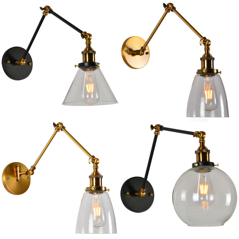 Glass Geometric Shade Wall Lighting Industrial Style Single Light Wall Mounted Light Fixture