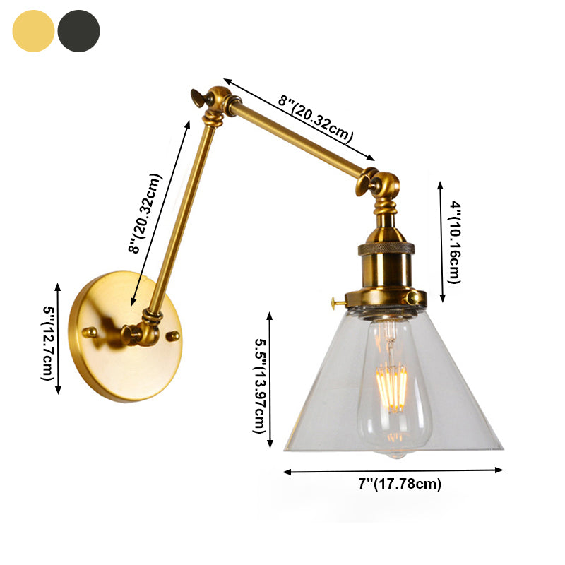 Glass Geometric Shade Wall Lighting Industrial Style Single Light Wall Mounted Light Fixture