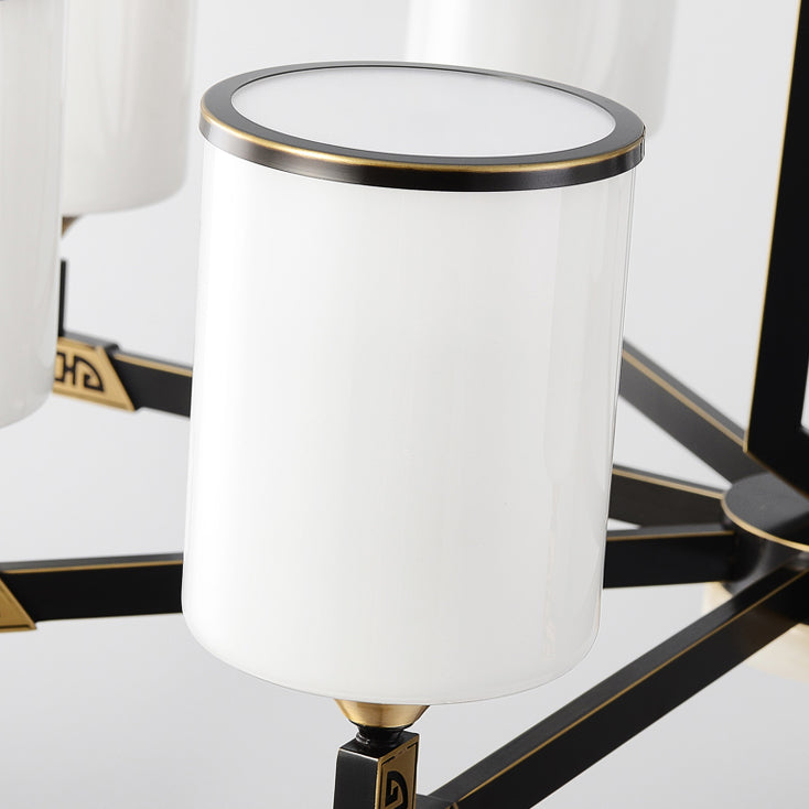 Contemporary Concise Hanging Light Glass Cylindrical Chandelier for Interior Spaces