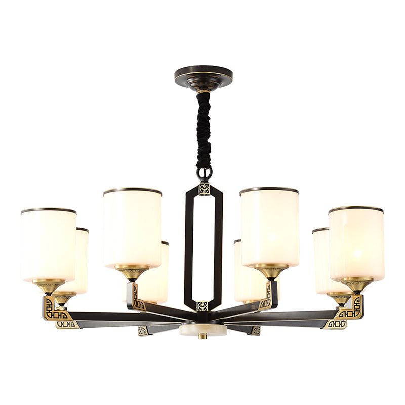 Contemporary Concise Hanging Light Glass Cylindrical Chandelier for Interior Spaces