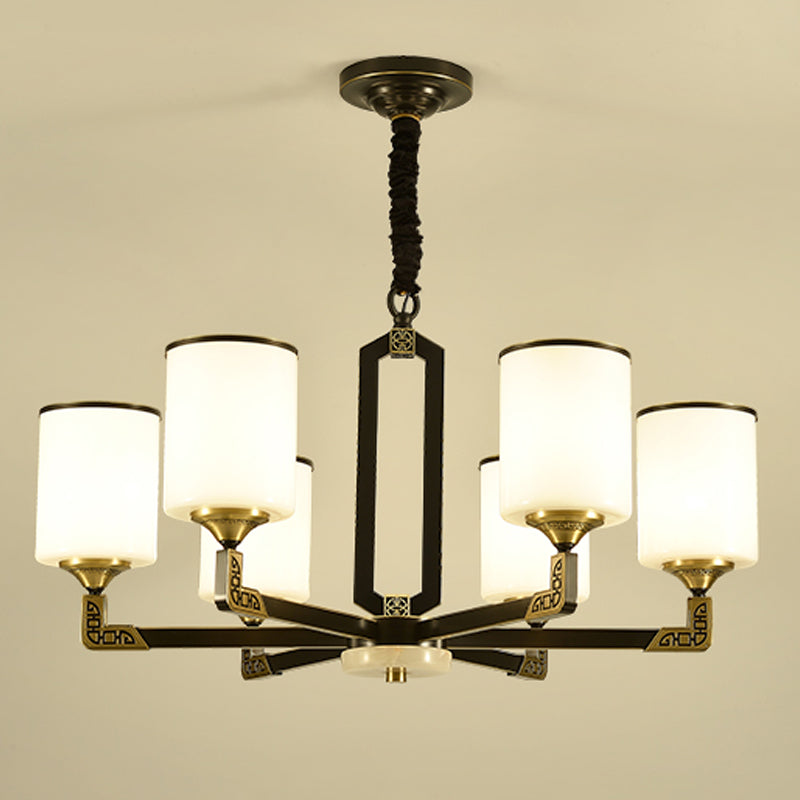 Contemporary Concise Hanging Light Glass Cylindrical Chandelier for Interior Spaces