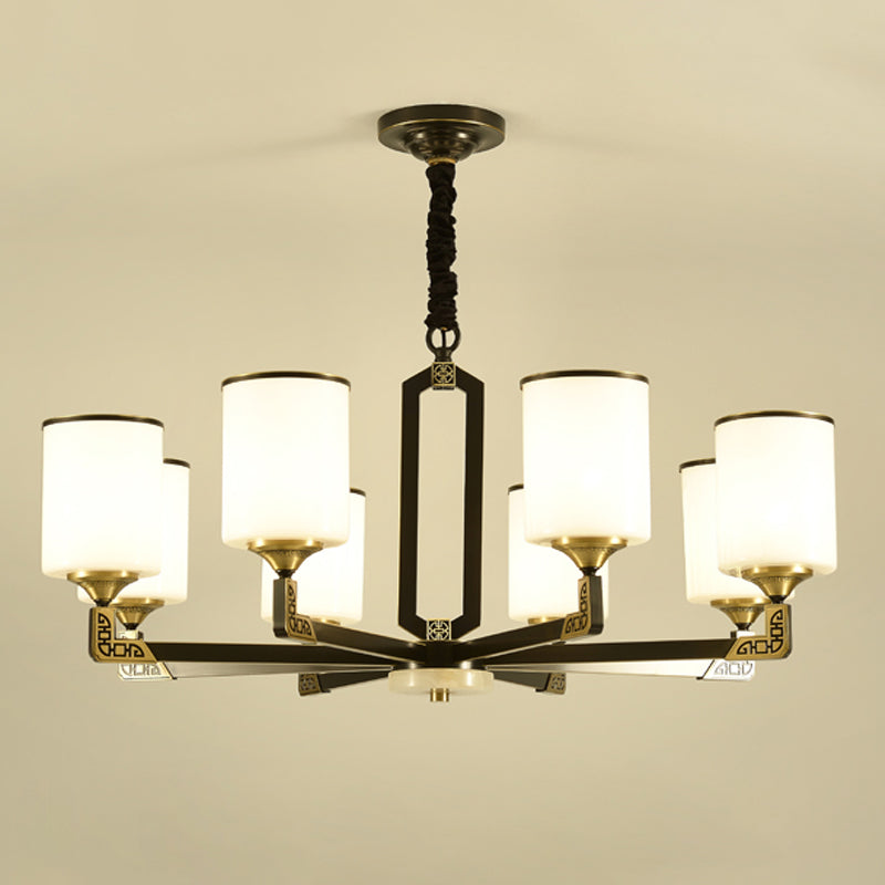 Contemporary Concise Hanging Light Glass Cylindrical Chandelier for Interior Spaces