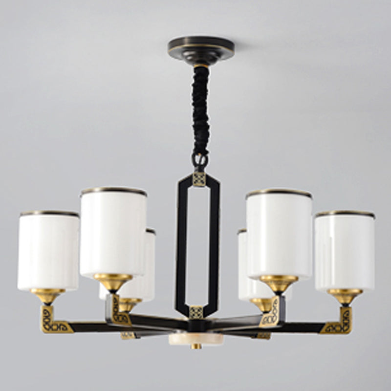 Contemporary Concise Hanging Light Glass Cylindrical Chandelier for Interior Spaces