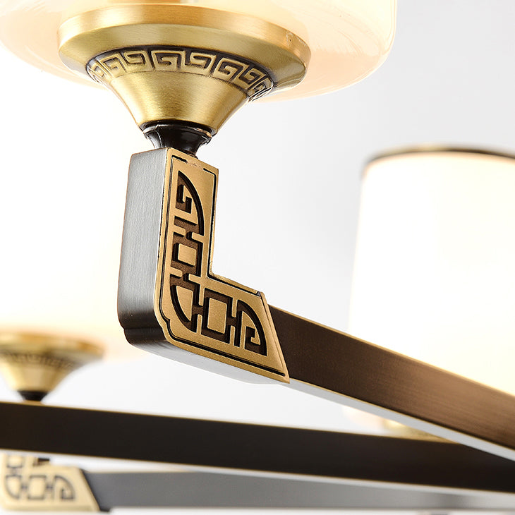 Contemporary Concise Hanging Light Glass Cylindrical Chandelier for Interior Spaces