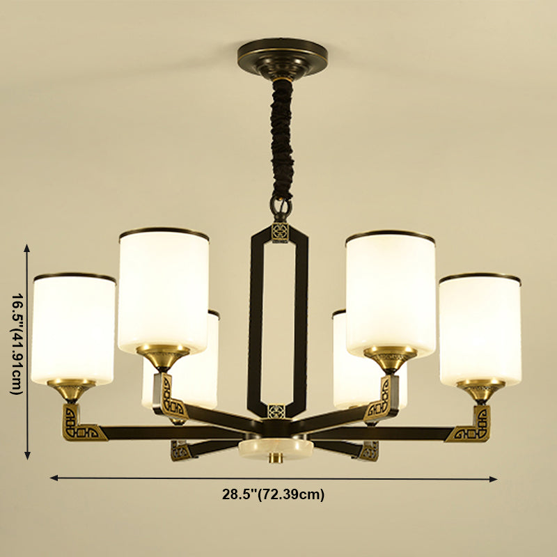 Contemporary Concise Hanging Light Glass Cylindrical Chandelier for Interior Spaces