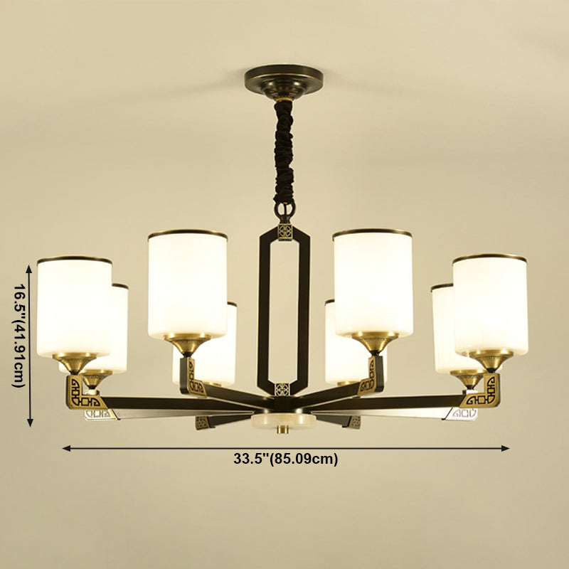 Contemporary Concise Hanging Light Glass Cylindrical Chandelier for Interior Spaces