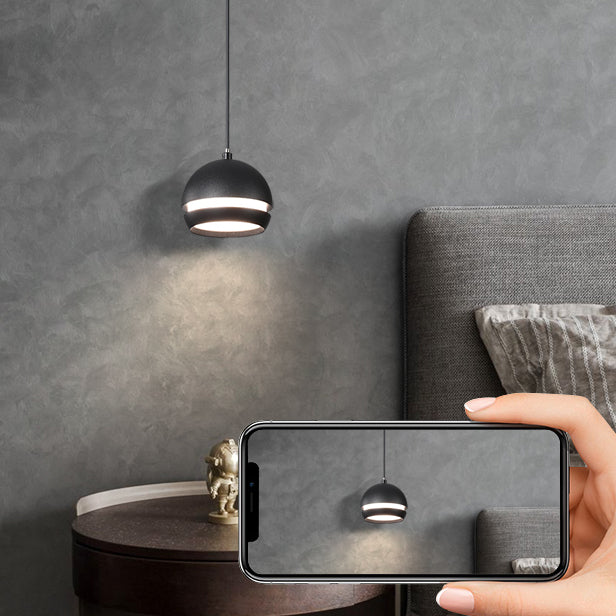 Acrylschwarze LED Hängende Lampe im modernen minimalistischen Stil Frosted Aluminium Globe Anhänger Licht
