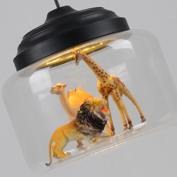 Moderne stijl kan hangend lichtglas 1 lichte hanglamp (inclusief willekeurig speelgoed) schaduwen)