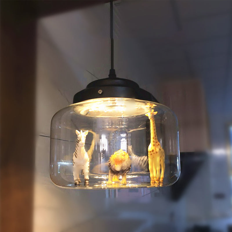 Moderne stijl kan hangend lichtglas 1 lichte hanglamp (inclusief willekeurig speelgoed) schaduwen)