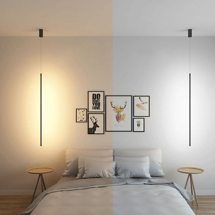 Moderner Stil Linearer Schatten hängend leichter Metall 1-Licht-Hanglampe für Wohnzimmer
